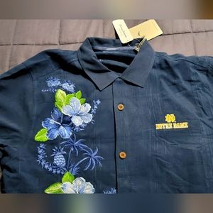 Tommy Bahama Collegiate Azule Oasis Silk Camp Shirt Notre Dame
